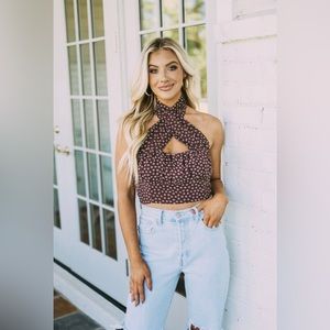 Floral Cross Halter Top